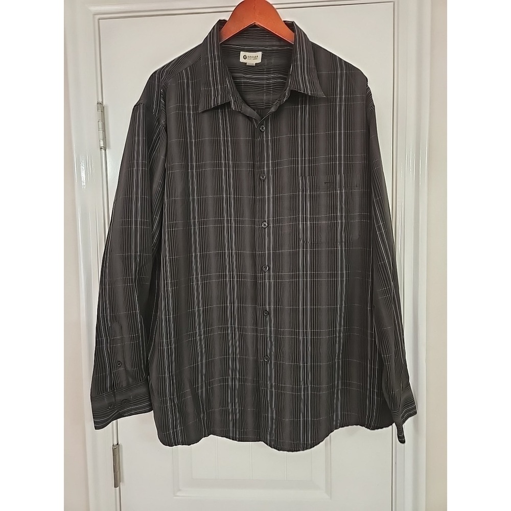 Haggar Mens Plaid Button Down Shirt 2XL Big Tall Long Sleeve Casual